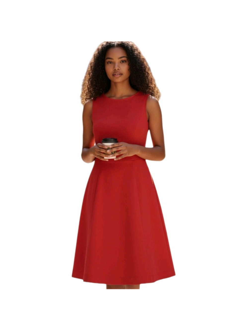 Spanx Women's Fit & Flare Sleeveless Red Round Neck Knee-length Dress Size Small